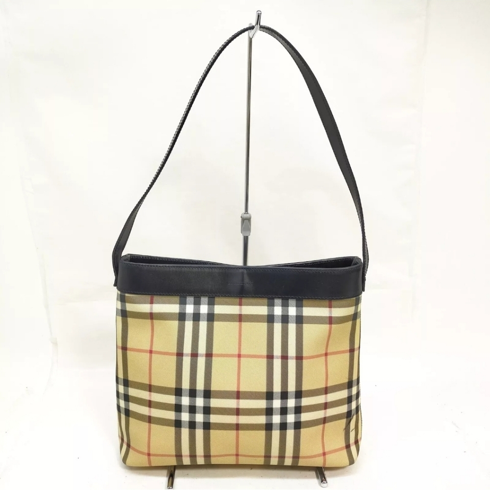 Auth Burberry London Shoulder Bag Beige PVC